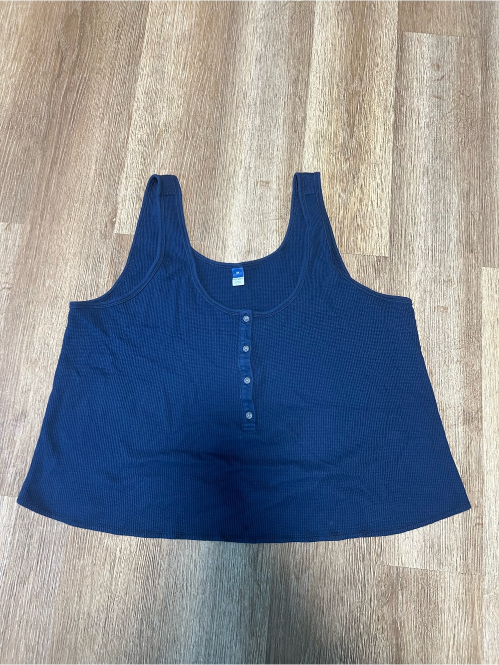Old Navy Navy Ribbed Scoop Button Tank